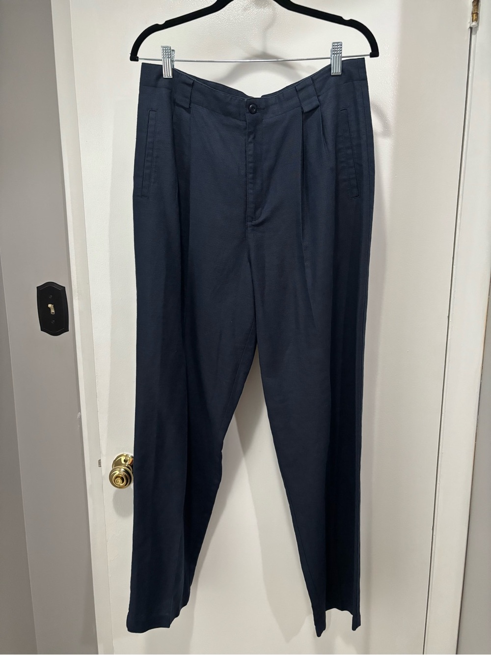 Liz Claiborne Navy Women's Pleated Linen Cotton Blend Dress Pants Size 16